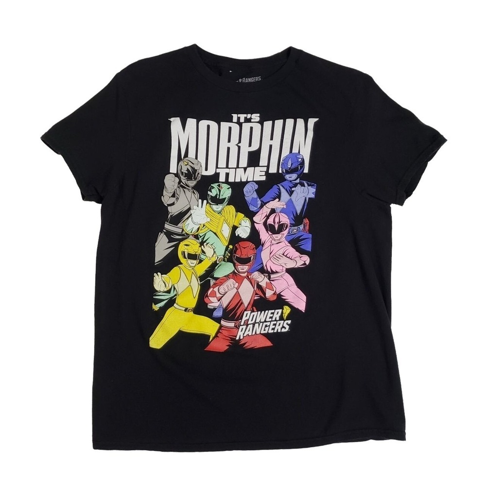 Power Rangers T-Shirt It's Morphin Time Graphic 6th & Green Ranger Adult Size M